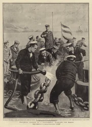 Weighing Anchor on a Battleship, Washing the Cable